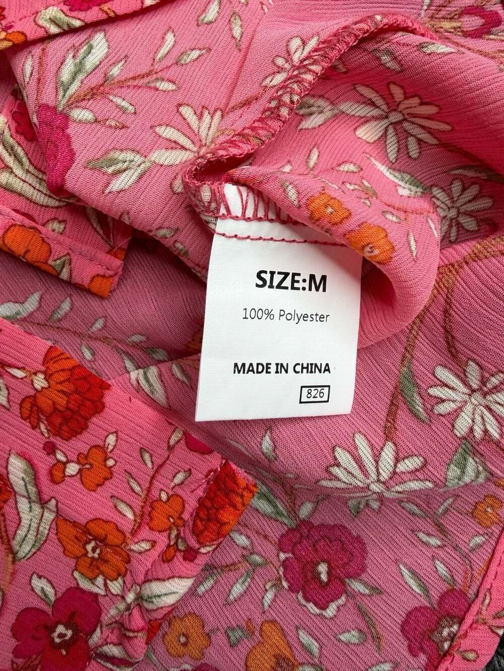 Vintage Pink Floral Short Sleeve Button-Down Shirt Sz. M JS-51 - Picture 5 of 5